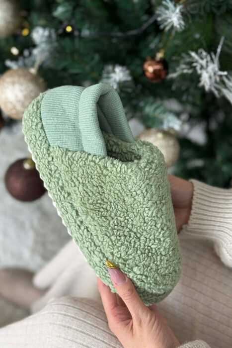 ONE COLOR TEDDY WOMEN SLIPPERS MINT/MENTE - 2