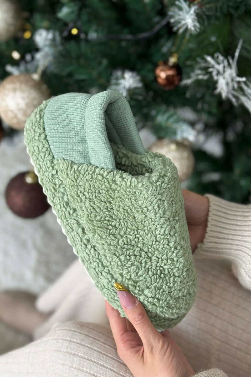 ONE COLOR TEDDY WOMEN SLIPPERS MINT/MENTE - 2