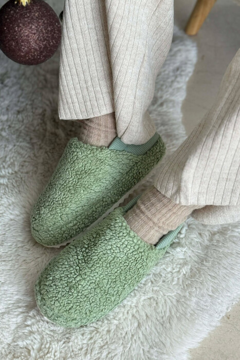 ONE COLOR TEDDY WOMEN SLIPPERS MINT/MENTE - 3