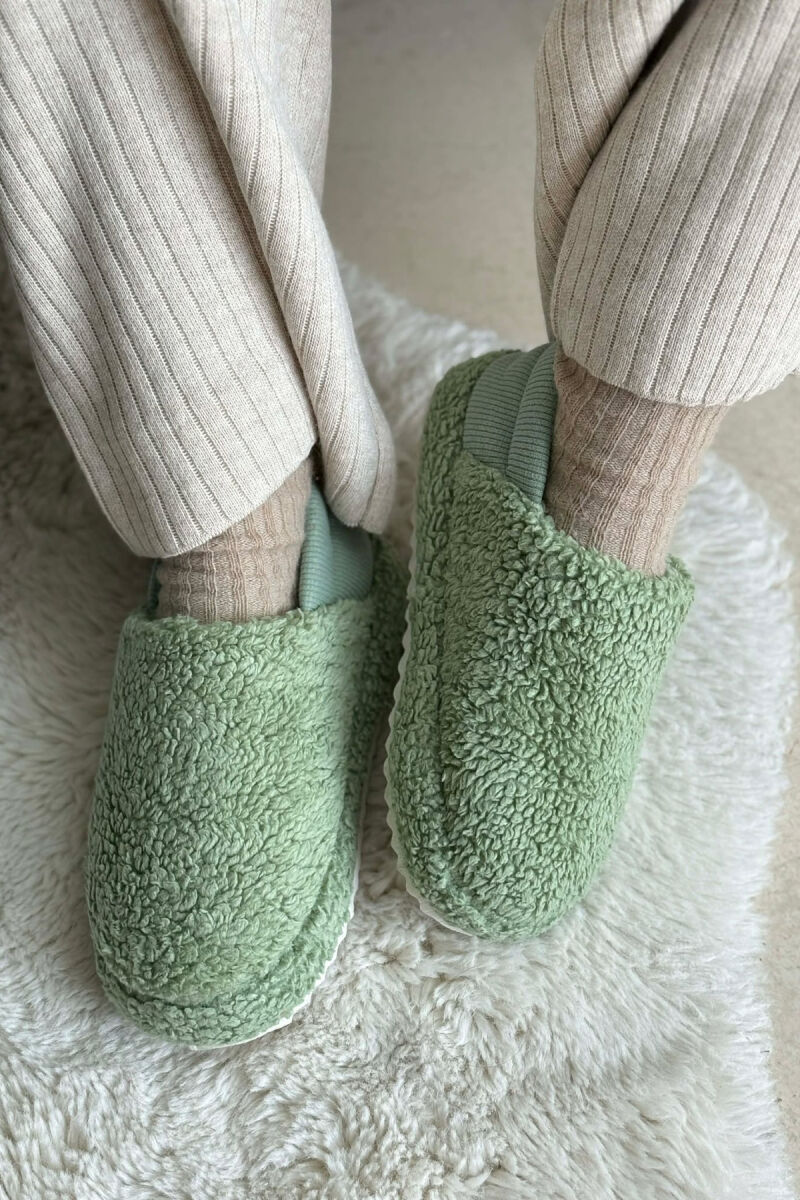 ONE COLOR TEDDY WOMEN SLIPPERS MINT/MENTE - 4