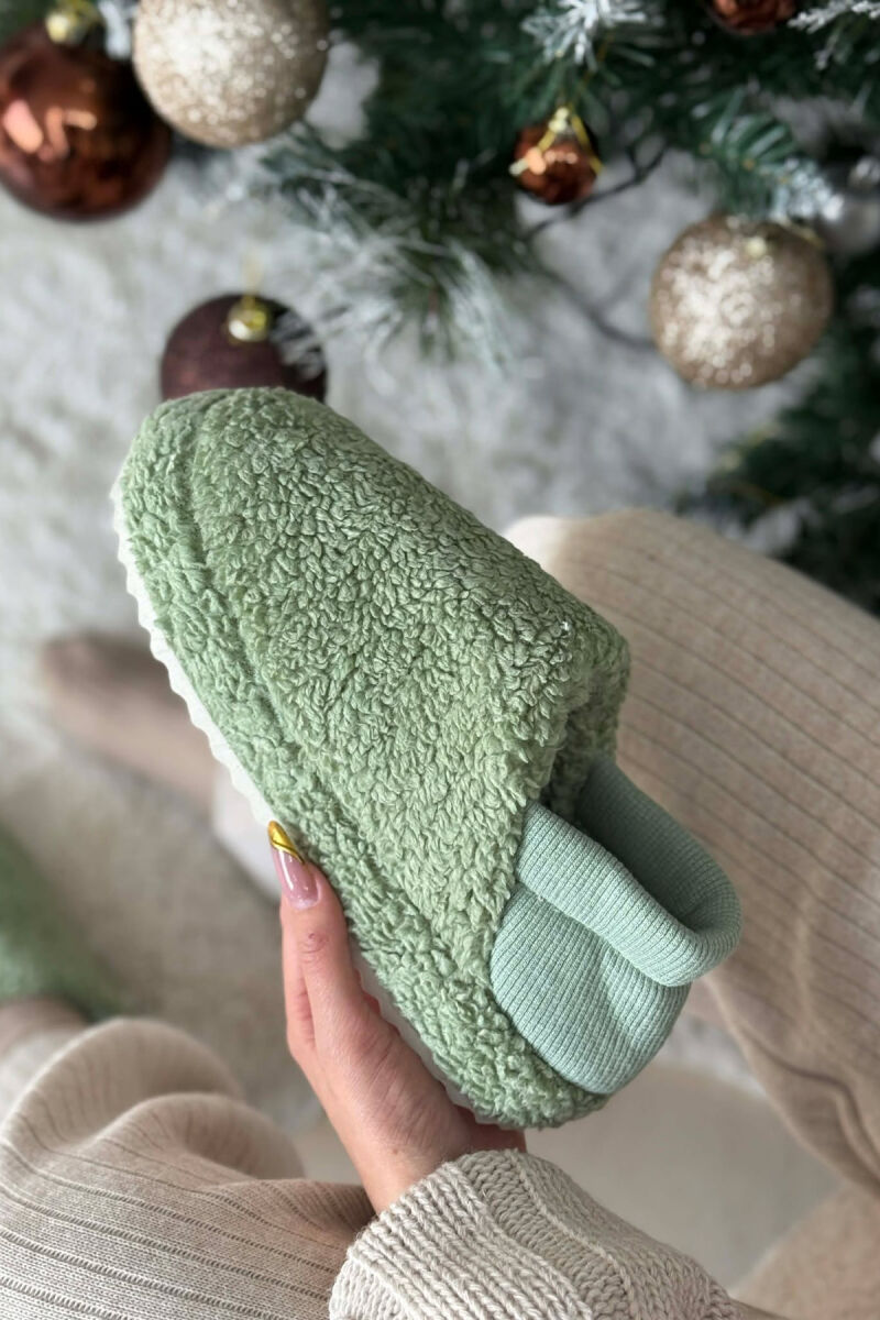 ONE COLOR TEDDY WOMEN SLIPPERS MINT/MENTE - 5