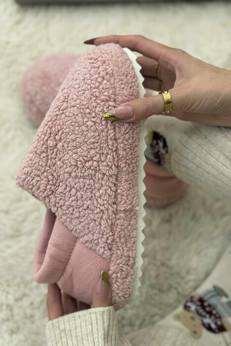 ONE COLOR TEDDY WOMEN SLIPPERS PINK/ROZE - 5