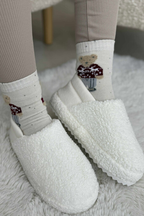 ONE COLOR TEDDY WOMEN SLIPPERS WHITE-E BARDHE - 2