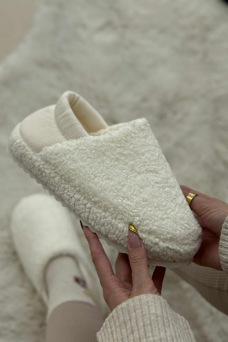 ONE COLOR TEDDY WOMEN SLIPPERS WHITE-E BARDHE - 5