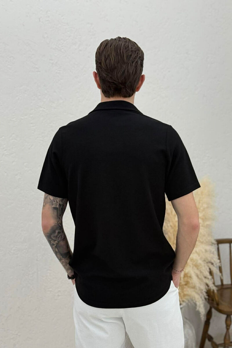 ONE COLOR TEXTURED MEN SHIRT BLACK/ E ZEZE - 4