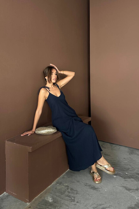 ONE COLOR THIN STRIPES WOMAN DRESS BLUE/BLU - 2