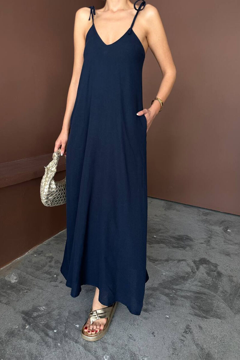 ONE COLOR THIN STRIPES WOMAN DRESS BLUE/BLU - 3