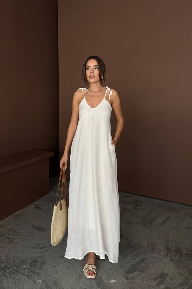 ONE COLOR THIN STRIPES WOMAN DRESS WHITE-E BARDHE - 1