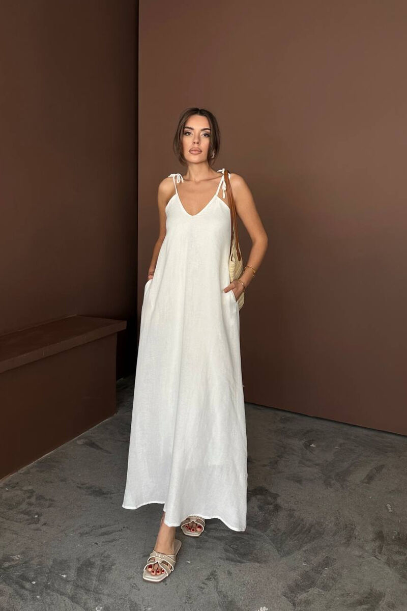 ONE COLOR THIN STRIPES WOMAN DRESS WHITE-E BARDHE - 2