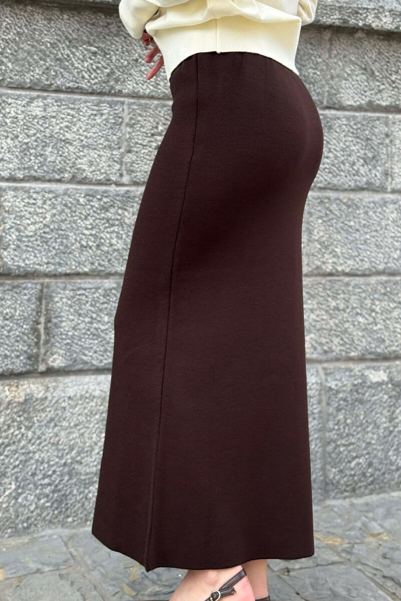 ONE COLOR TULLE DETAIL WOMAN SKIRT BROWN/KAFE - 5
