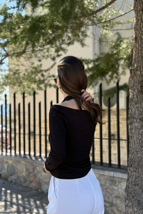 ONE COLOR TULLE DETAIL WOMAN SWEATSHIRT BLACK/ E ZEZE - 4