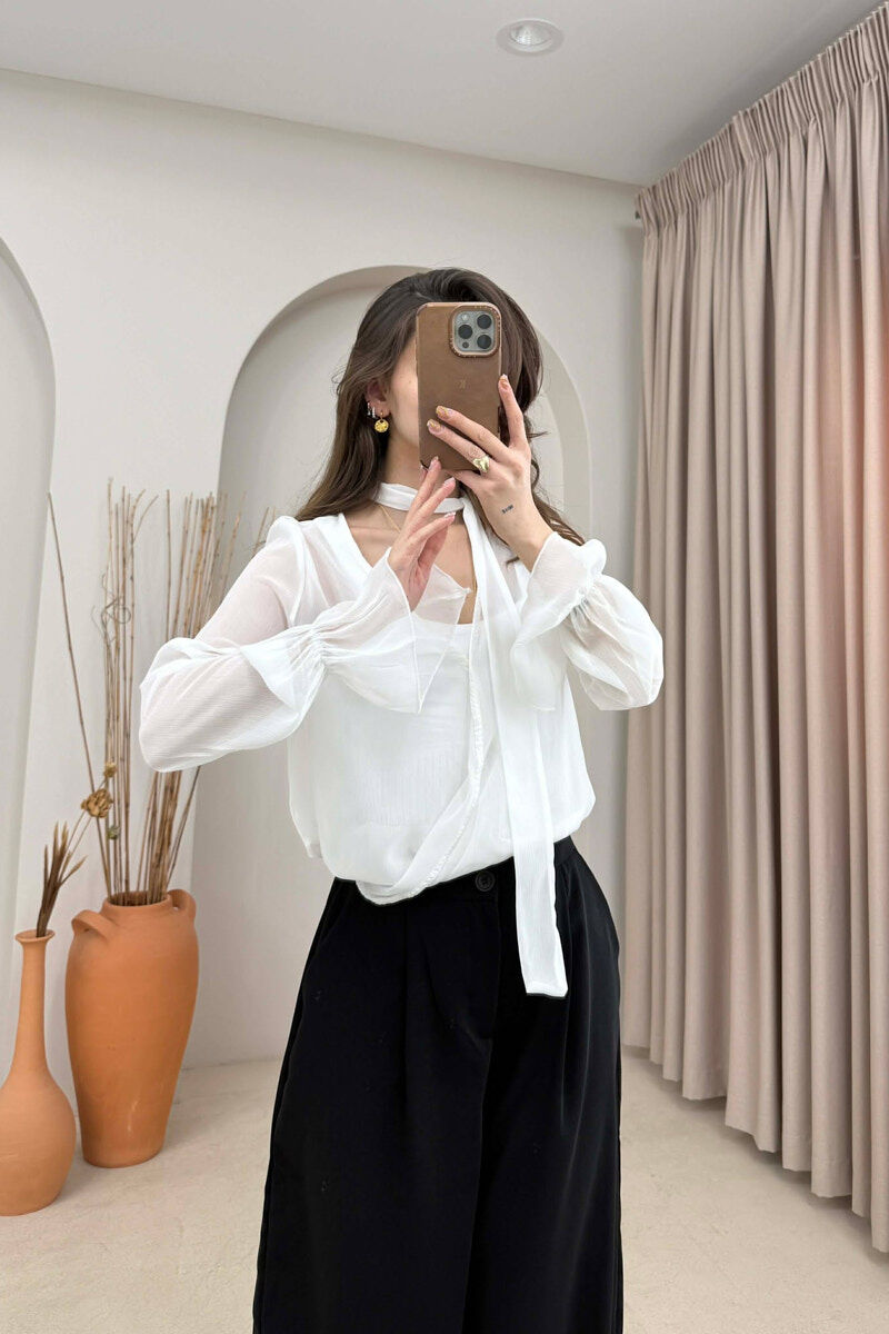 ONE COLOR TULLE WOMAN SHIRT WHITE-E BARDHE - 1