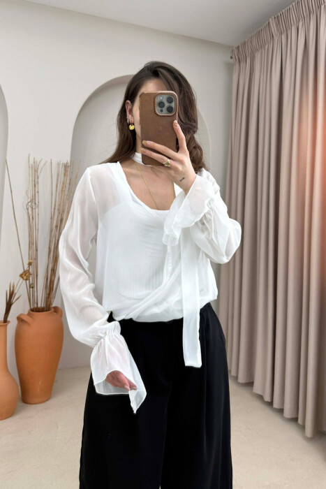 ONE COLOR TULLE WOMAN SHIRT WHITE-E BARDHE - 2
