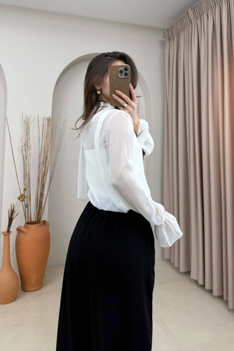 ONE COLOR TULLE WOMAN SHIRT WHITE-E BARDHE - 4