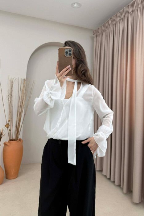 ONE COLOR TULLE WOMAN SHIRT WHITE-E BARDHE - 5