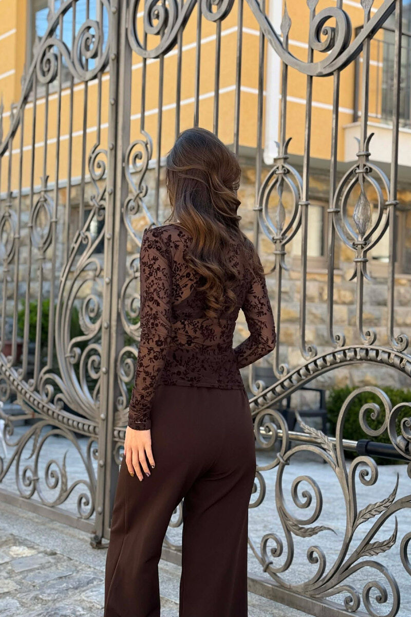 ONE COLOR TULLE WOMAN SWEATSHIRT BROWN/KAFE - 2