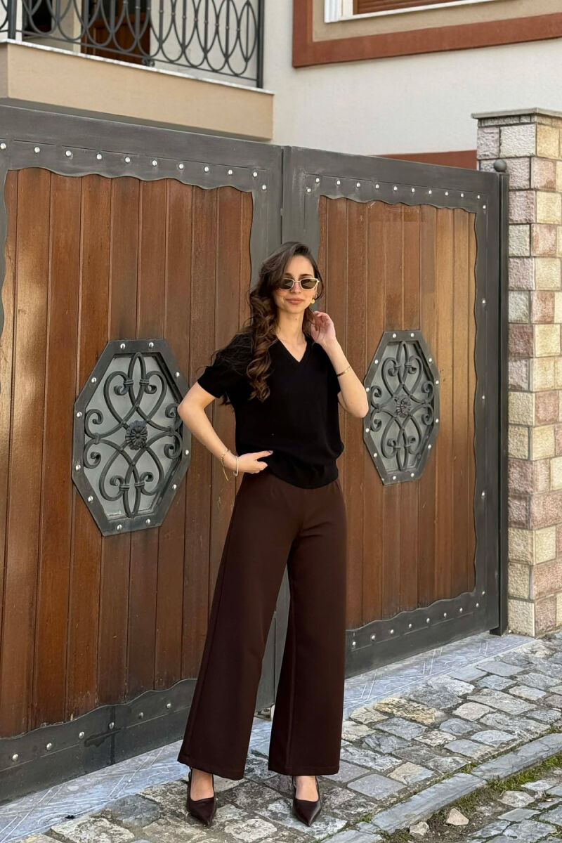 ONE COLOR V NECK WOMAN SWEATER BLACK/ E ZEZE - 4