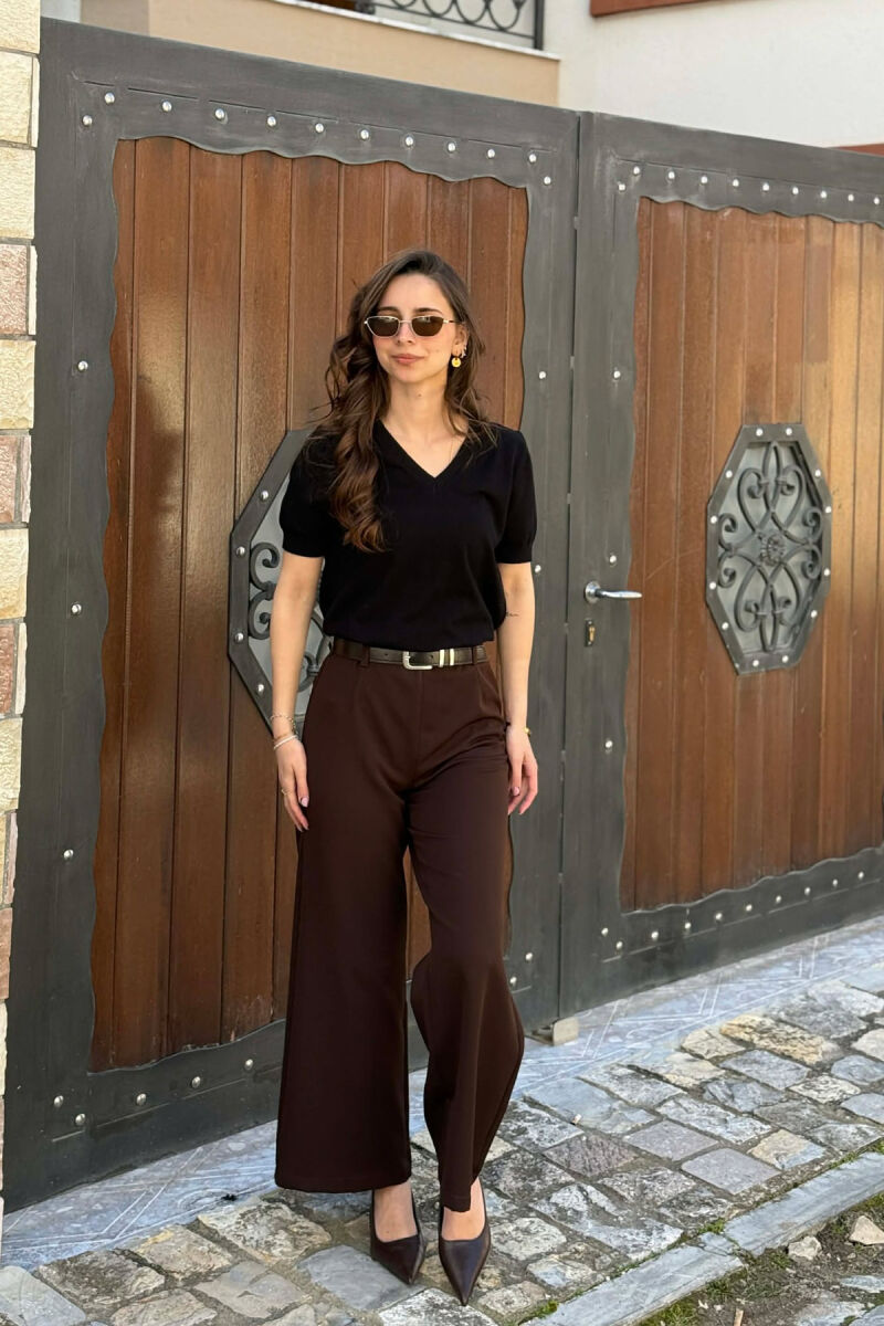 ONE COLOR V NECK WOMAN SWEATER BLACK/ E ZEZE - 6