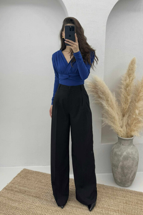 ONE COLOR V NECK WOMEN BODY BLUE/BLU - KLAUDIO FASHION