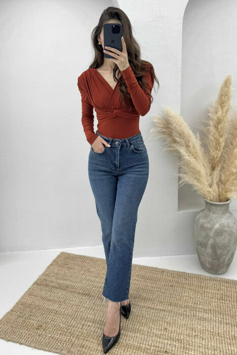 ONE COLOR V NECK WOMEN BODY BRICK/TULLE - 2