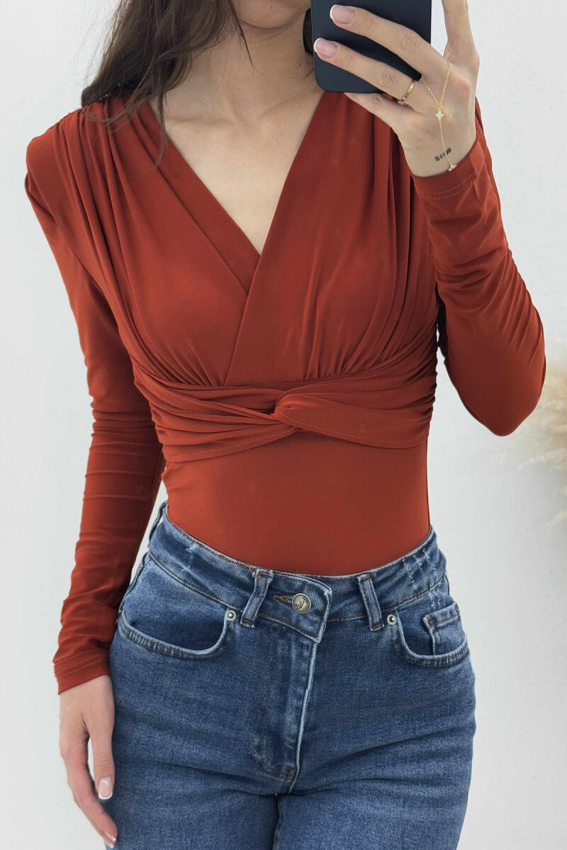 ONE COLOR V NECK WOMEN BODY BRICK/TULLE - 1