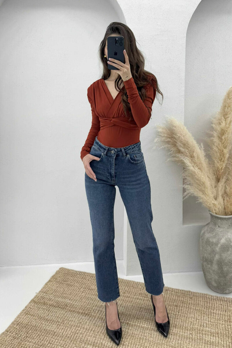 ONE COLOR V NECK WOMEN BODY BRICK/TULLE - 5