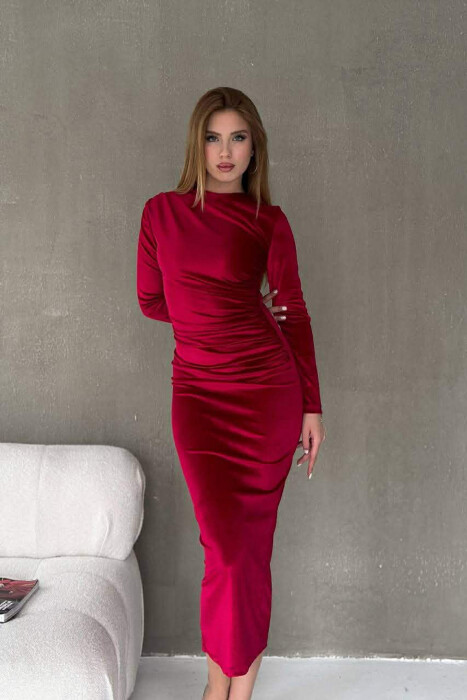 ONE COLOR VELVET WOMAN DRESS RED/E KUQE - 2