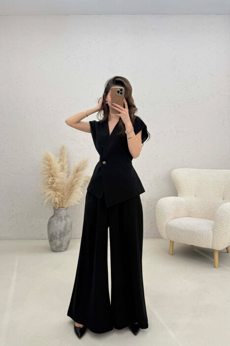 ONE COLOR VEST + TROUSERS WOMAN SET BLACK/ E ZEZE - 1