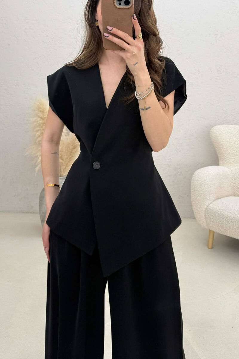 ONE COLOR VEST + TROUSERS WOMAN SET BLACK/ E ZEZE - 4