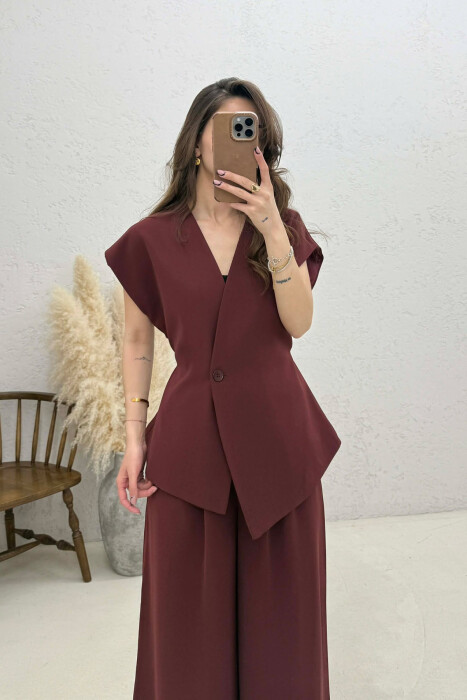 ONE COLOR VEST + TROUSERS WOMAN SET BURGUNDY/VISHNJE - 4