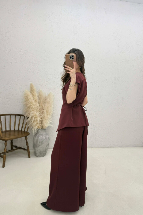 ONE COLOR VEST + TROUSERS WOMAN SET BURGUNDY/VISHNJE - 5