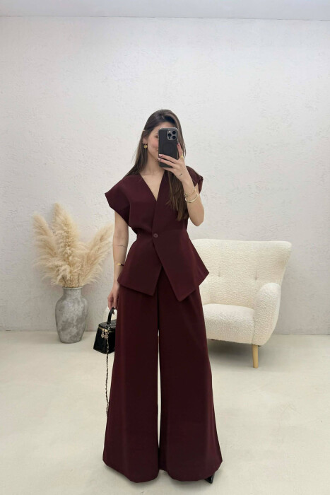 ONE COLOR VEST + TROUSERS WOMAN SET DARK BURGUNDY/VISHNJE E ERRET 