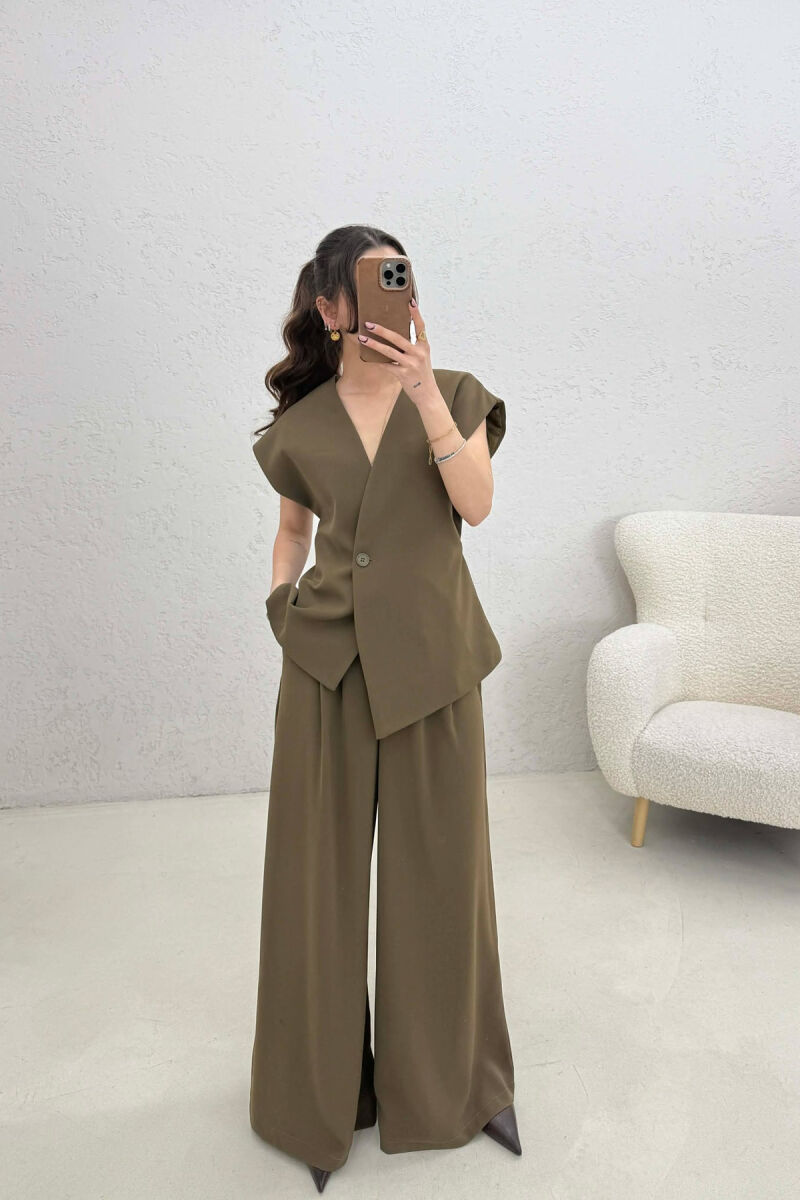 ONE COLOR VEST + TROUSERS WOMAN SET DARK GREEN/JEE - 1