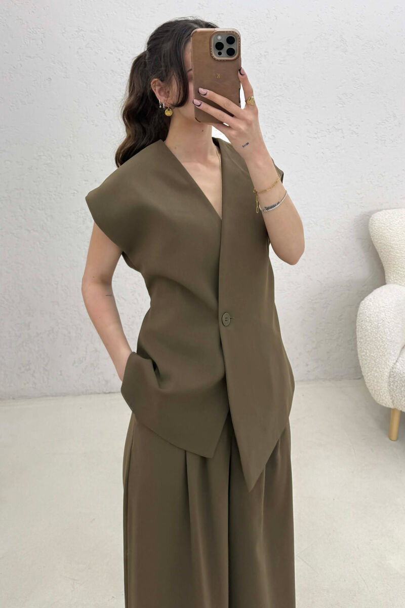 ONE COLOR VEST + TROUSERS WOMAN SET DARK GREEN/JEE - 2