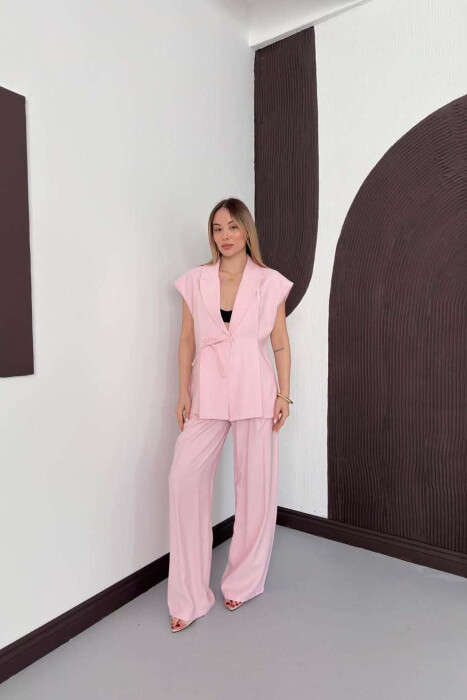 ONE COLOR VEST + TROUSERS WOMAN SET PINK/ROZE - KLAUDIO FASHION