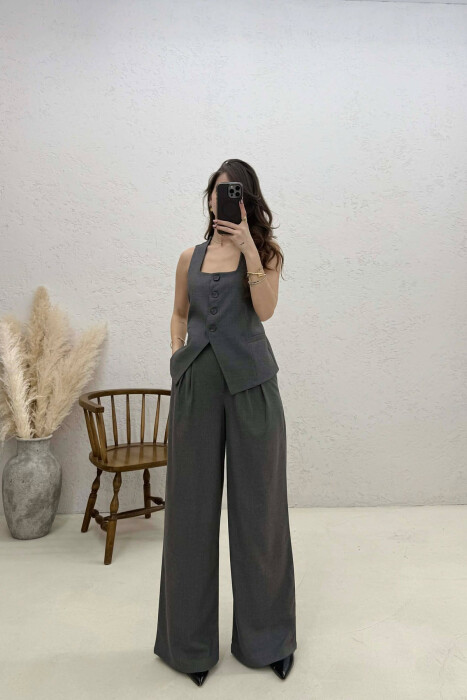 ONE COLOR VEST+TROUSERS ONE COLOR WOMEN SET DARK GREY/GEE 