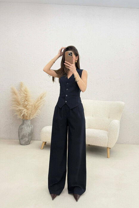 ONE COLOR VEST+TROUSERS WOMEN SET BLUE/BLU 