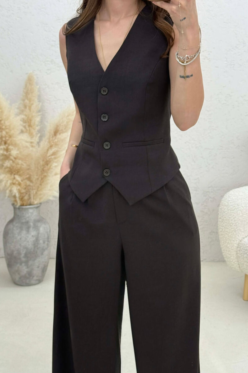 ONE COLOR VEST+TROUSERS WOMEN SET DARK BROWN/KAE - 3