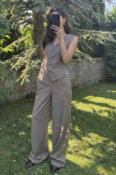 ONE COLOR VEST+TROUSERS WOMEN SET OLIVE/ULLI 