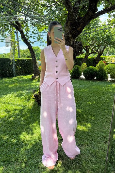 ONE COLOR VEST+TROUSERS WOMEN SET PINK/ROZE - 1