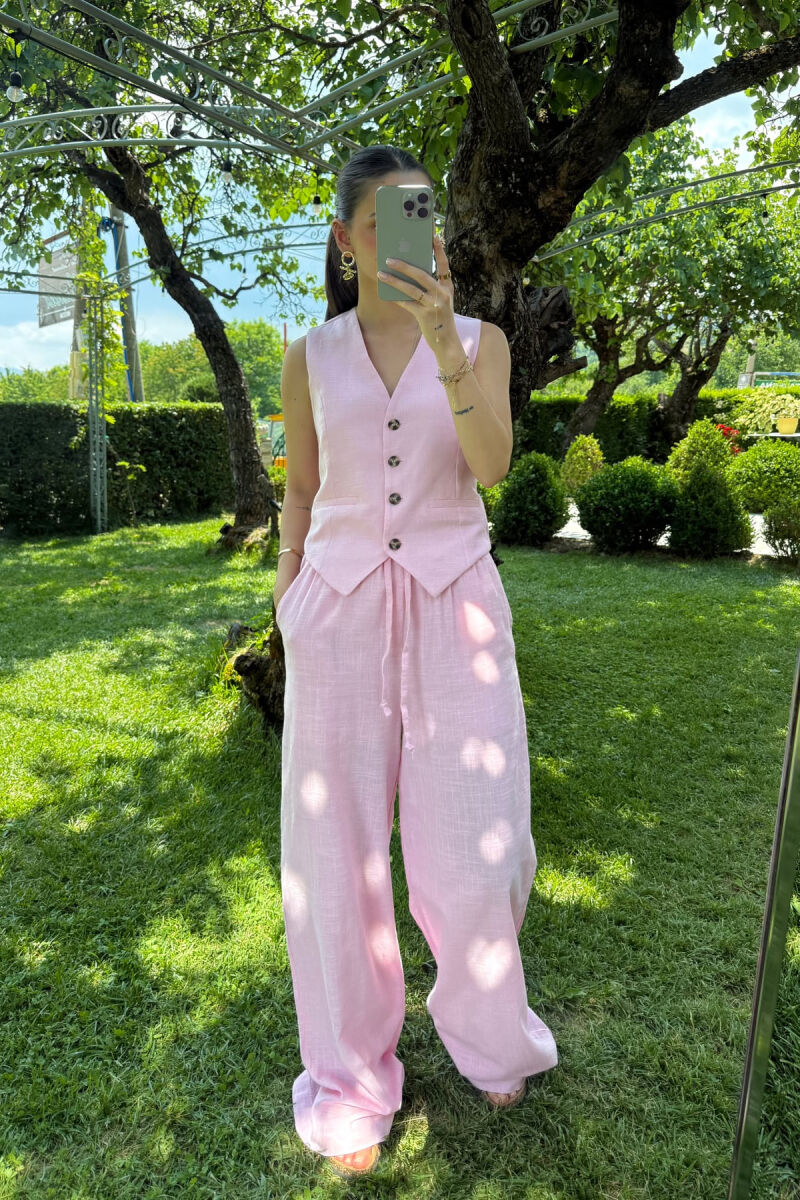 ONE COLOR VEST+TROUSERS WOMEN SET PINK/ROZE - 1