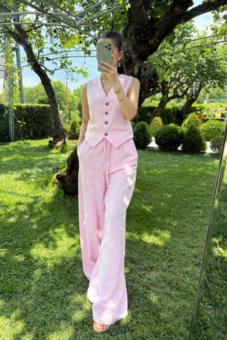 ONE COLOR VEST+TROUSERS WOMEN SET PINK/ROZE - 2