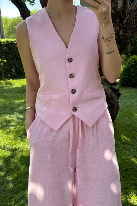 ONE COLOR VEST+TROUSERS WOMEN SET PINK/ROZE - 3