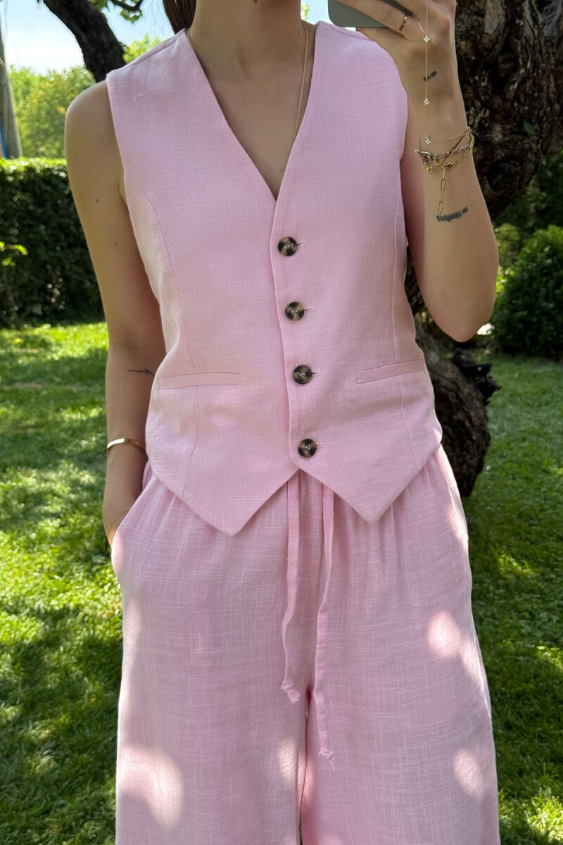 ONE COLOR VEST+TROUSERS WOMEN SET PINK/ROZE - 3