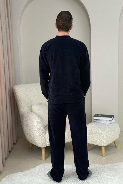 ONE COLOR WARM SWEATSHIRT+SWEATPANTS MEN PYJAMAS BLUE/BLU - 2