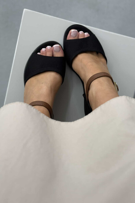 ONE COLOR WEDGE WOMEN SANDALS BLACK/ E ZEZE - 2