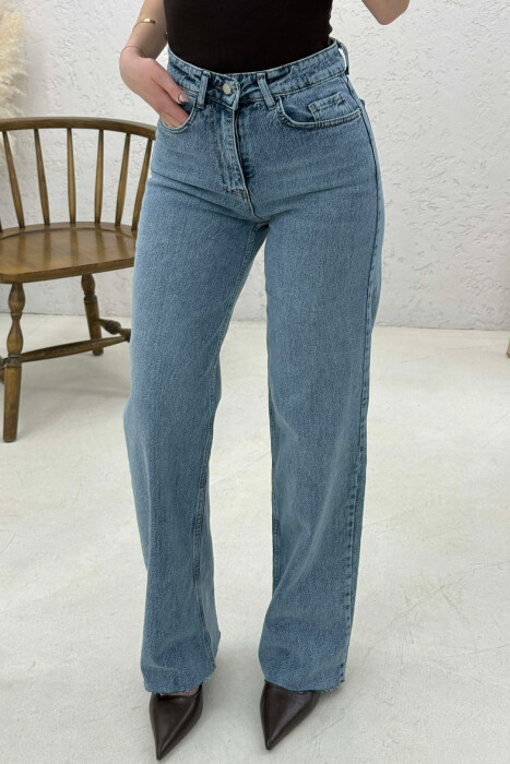 ONE COLOR WIDE LEG SIMPLE WOMAN JEANS LIGHT BLUE-LIGHT BLUE/BZ-BZ - 4