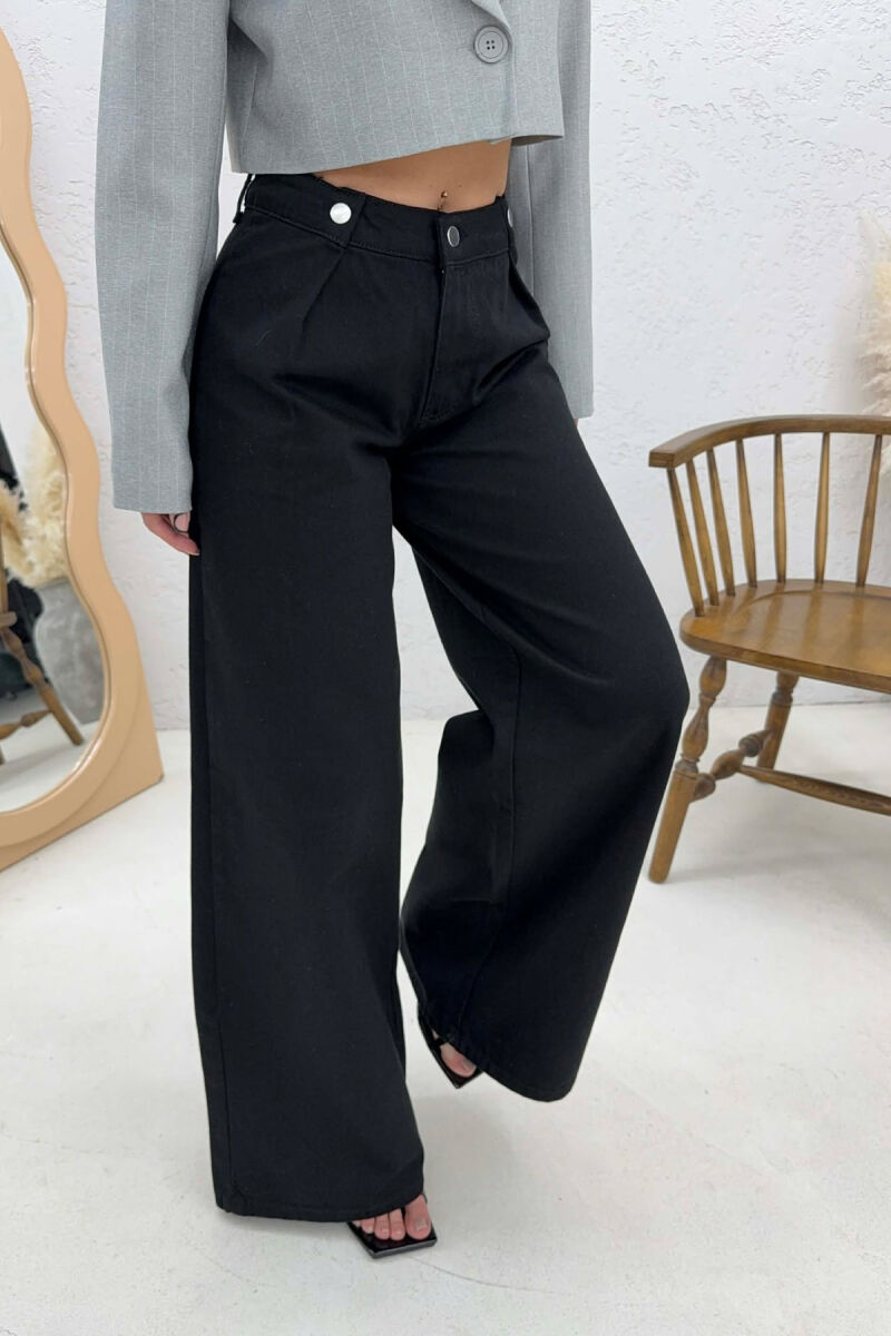 ONE COLOR WIDE LEG SIMPLE WOMEN JEANS BLACK/ E ZEZE - 2