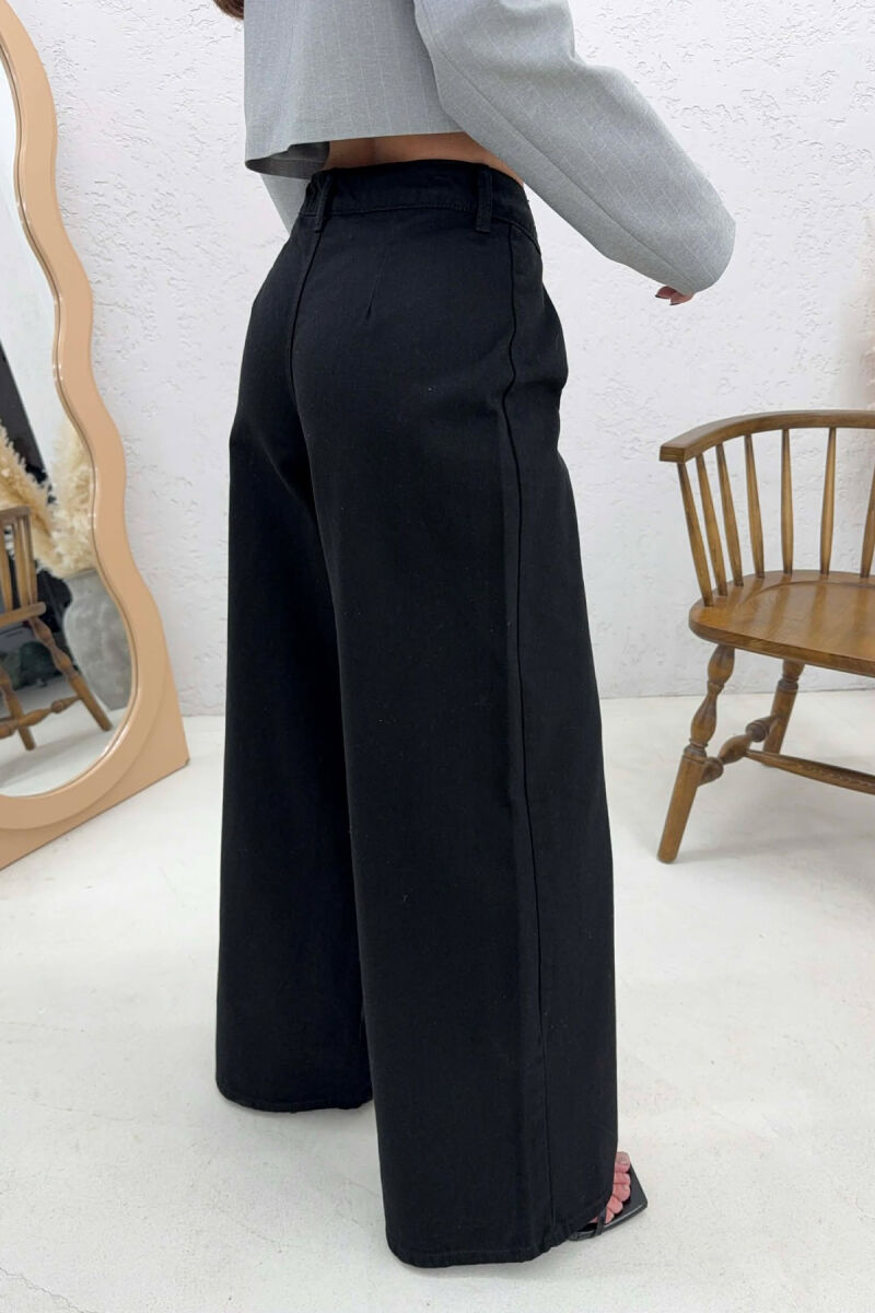 ONE COLOR WIDE LEG SIMPLE WOMEN JEANS BLACK/ E ZEZE - 3