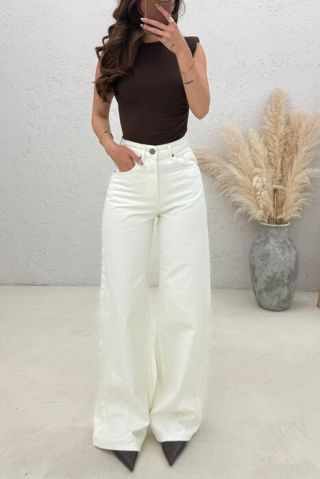 ONE COLOR WIDE LEG WOMAN JEANS CREAM/KREM - 2